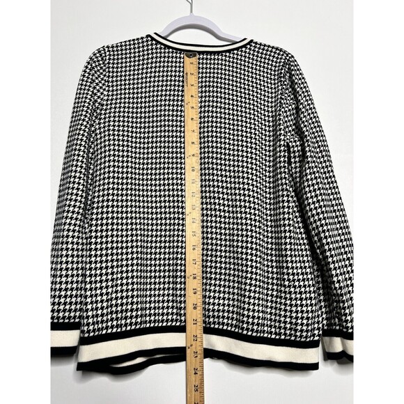 Talbots Cardigan Sweater Womens 1X Black White Houndstooth Button Front  Light - Picture 10 of 11